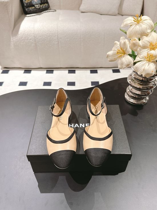 Chanel Metal Heel Round Toe Leather Mary Jane Shoes