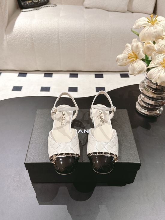 Chanel Woven Chain Decor Mary Jane Leather Shoes