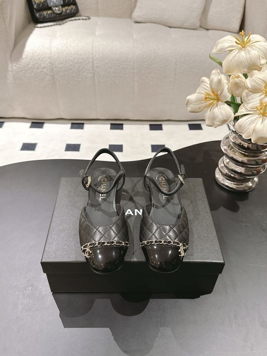 Chanel Woven Chain Decor Mary Jane Leather Shoes