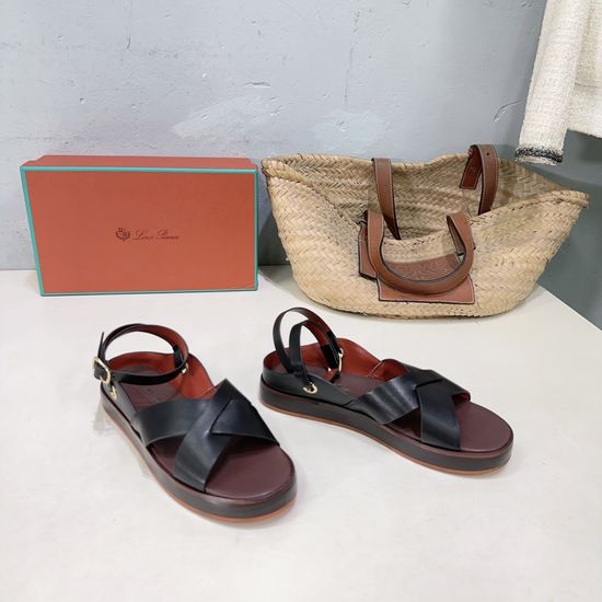 Loro Piana Cross Strap Platform Sandals Soft Comfortable For Summer