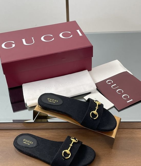 Gucci Horsebit Detail Printed Canvas Slide Sandals