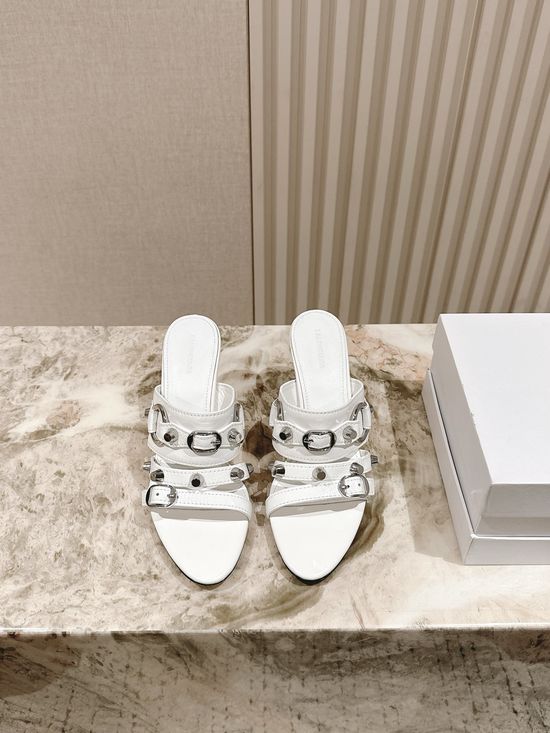 Balenciaga Rhinestone Buckle Pointed Toe Leather Dress Shoes
