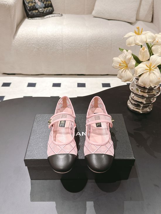 Chanel Mesh Quilted Flat Shoes with Buckle Detail