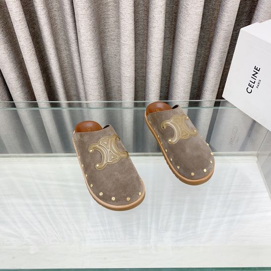 Celine Classic British Style Flat Mule Shoes With Emblem