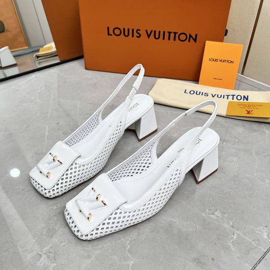 Louis Vuitton Cut Out Slingback Low Heel Leather Sandals Classic