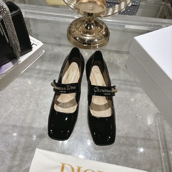 Christian Dior Elegant Square Toe Heels with Metal Decor
