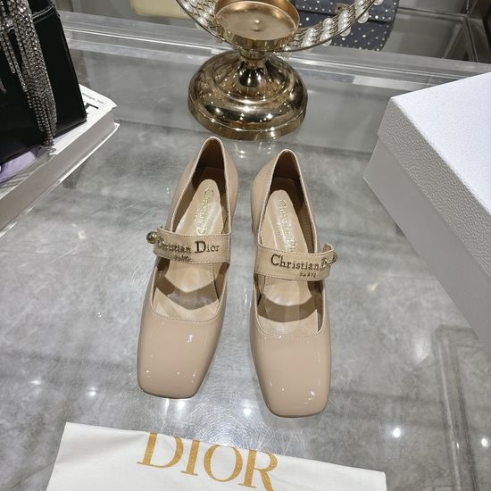 Christian Dior Elegant Square Toe Heels with Metal Decor