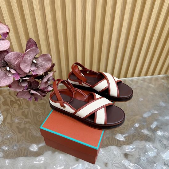 Loro Piana Vintage Cross Strap Leather Comfort Sandals