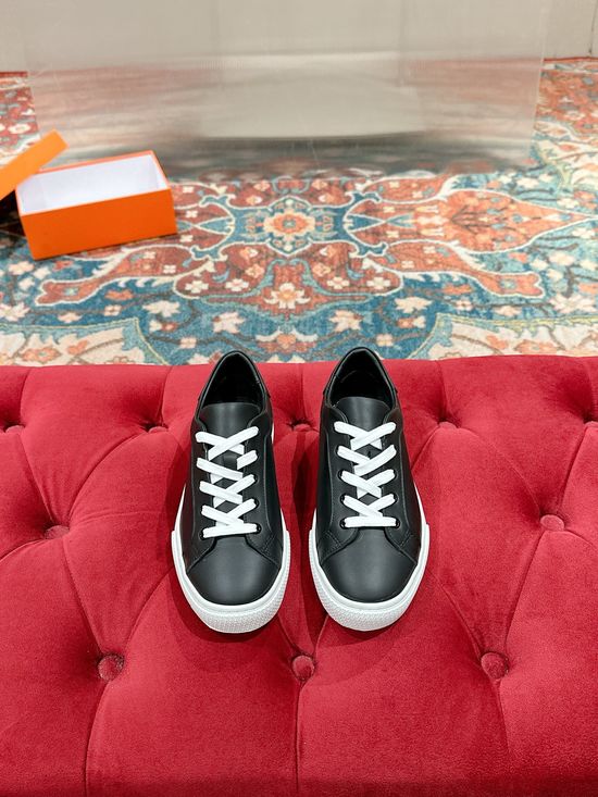Hermes Premium Leather Casual Shoes with Elegant Buckle Soft Sole Footwear