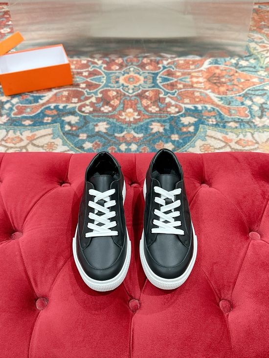 Hermes Premium Leather Casual Shoes with Elegant Buckle Soft Sole Footwear