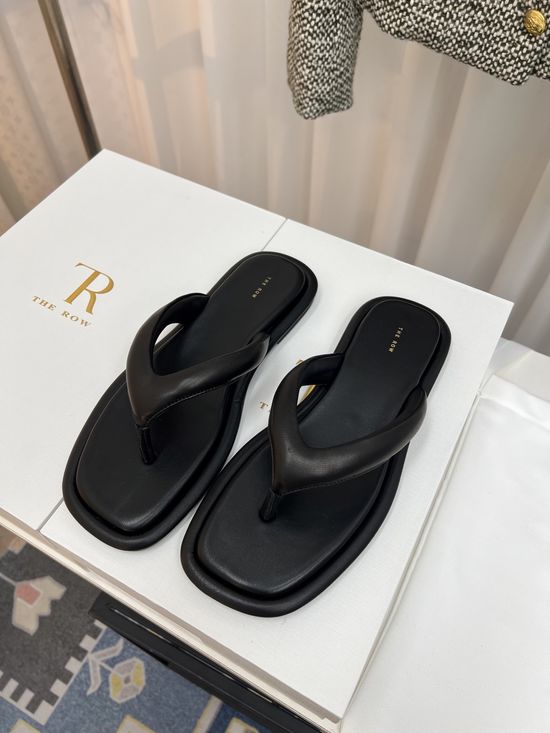 The Row Leather Thong Flip Flops with Non-slip Rubber Sole