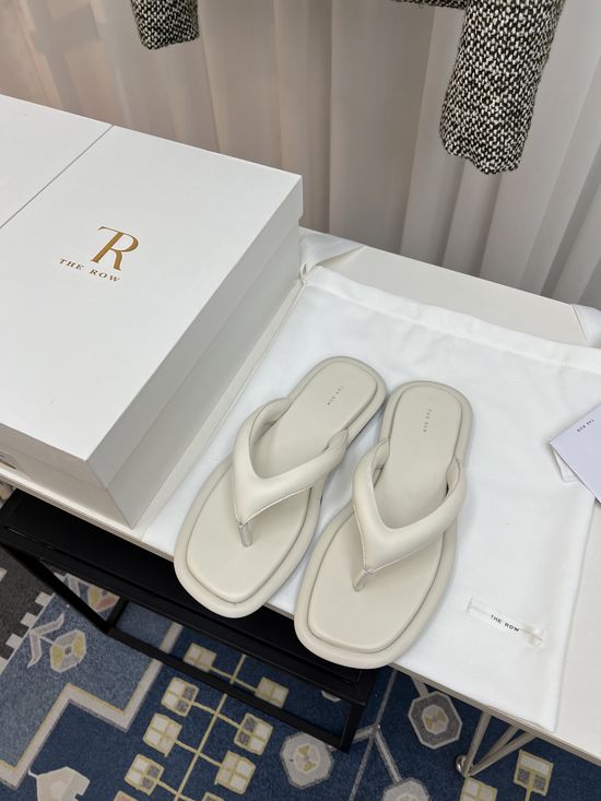The Row Leather Thong Flip Flops with Non-slip Rubber Sole