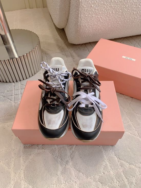 Miu Miu Vintage Chunky Sneakers Thick Sole Comfortable Versatile Daily Shoes