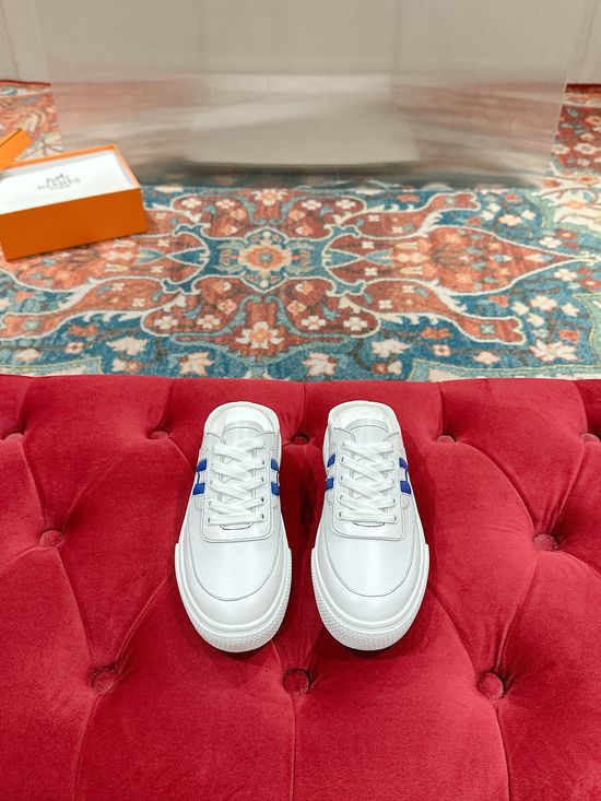 Hermes Mixed Material Slip-On Sneakers Breathable Comfortable Casual Footwear