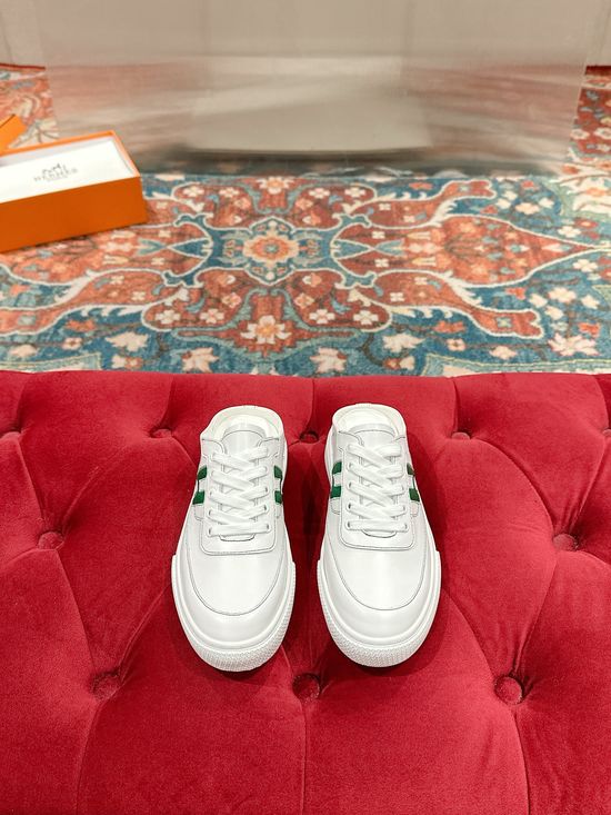 Hermes Mixed Material Slip-On Sneakers Breathable Comfortable Casual Footwear