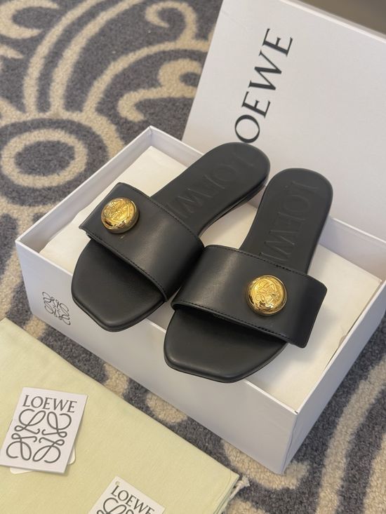 Loewe Elegant Flat Slip On Sandals Soft Comfortable Casual Footwear