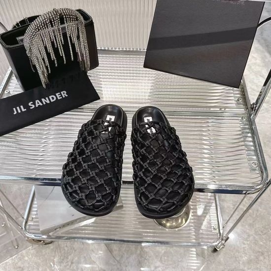 Jil Sanders Handwoven Soft Leather Hollow Out Comfortable Casual Slides