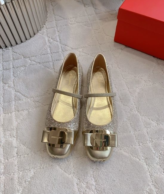 Ferragamo Multi Material Ballet Flats with Classic Hardware Detail