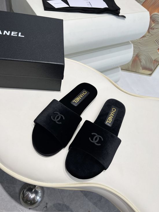 Chanel Comfortable Slide Slippers Soft Sheepskin Leather Sole