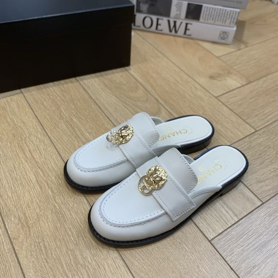 Chanel Vintage Style Leather Loafers With Genuine Leather Sole