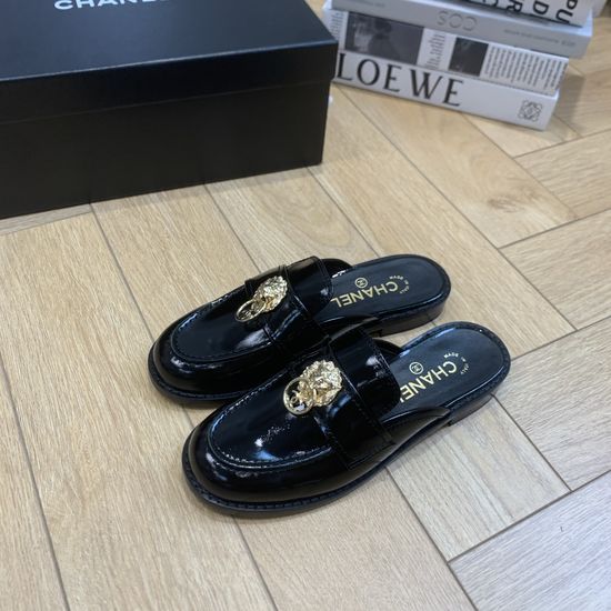 Chanel Vintage Style Leather Loafers With Genuine Leather Sole