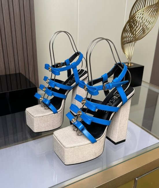 Versace Elegant Stiletto Heels with Leather and Rubber Sole