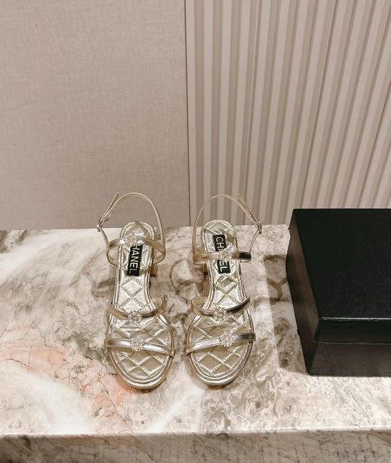 Chanel Faux Pearl Decor Comfortable Leather Sandals