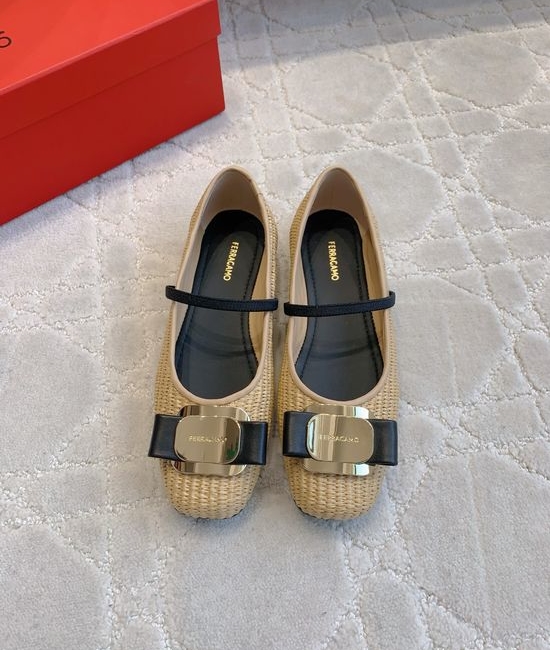 Ferragamo Woven Mary Jane Ballet Flats with Soft Leather Insole