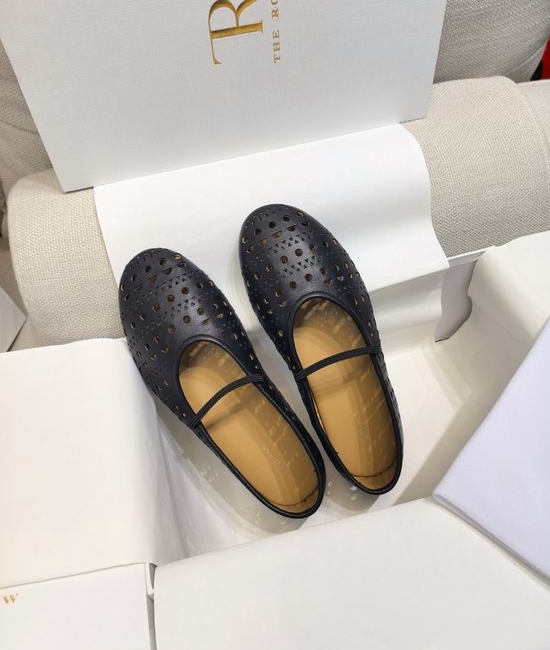 The Row Minimalist Soft Leather Round Toe Ballet Flats with Elastic Strap