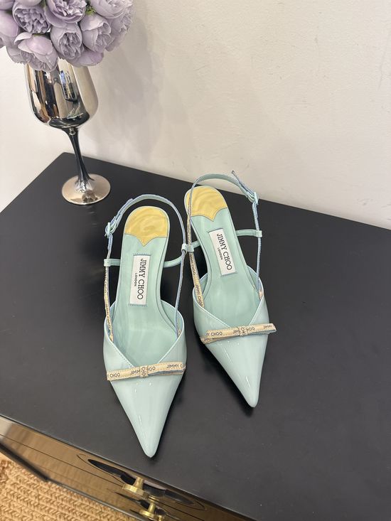 Jimmy Choo Elegant Pointed Toe Lambskin Flats Non-slip Leather Sole