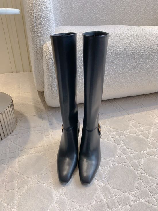 Yves Saint Laurent Sleek High Heel Knee High Boots Leather Upper