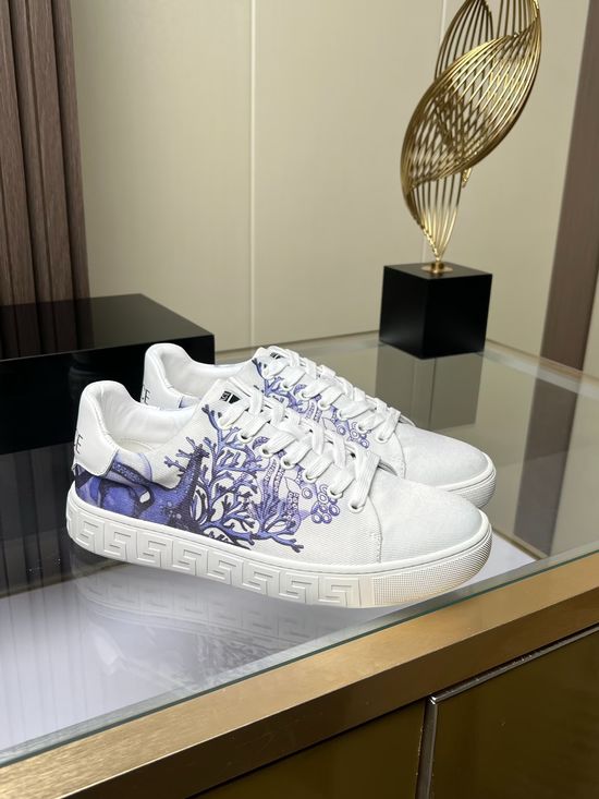 Versace Canvas Cowhide Casual Comfortable Flat Shoes