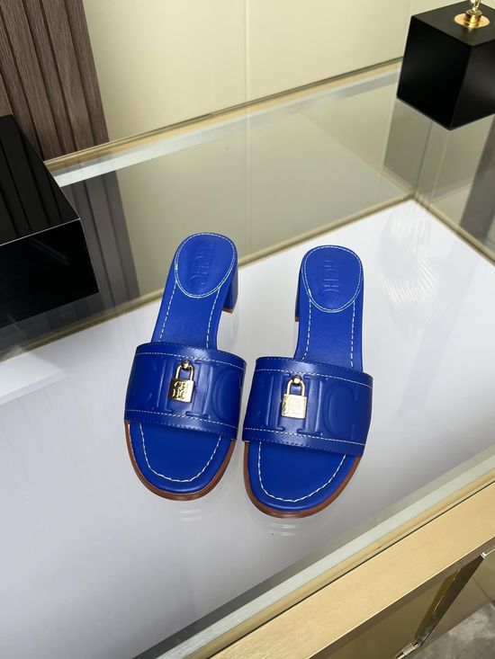 Hermes Genuine Cowhide Comfortable Low Heel Slides
