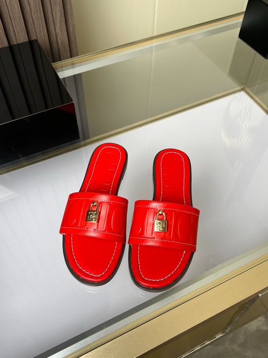 Hermes Genuine Cowhide Comfortable Flat Slide Sandals