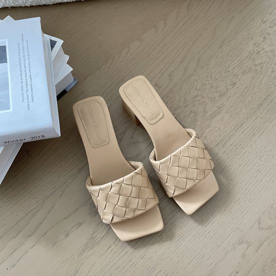 Bottega Veneta Woven Square Toe Leather High Heel Shoes