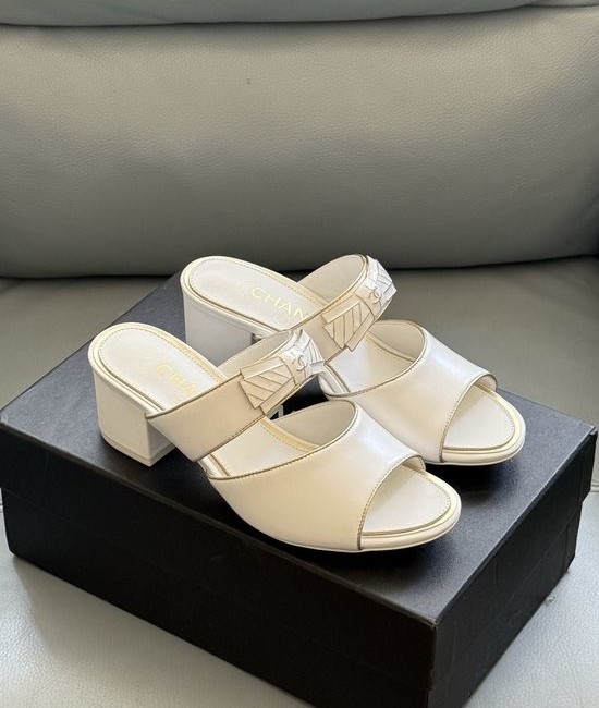 Chanel Bow Decor Low Heel Slides Soft Sheepskin Upper