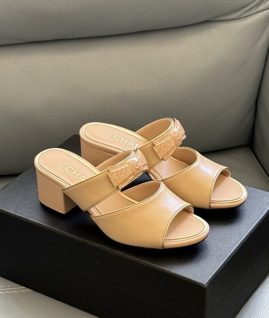 Chanel Bow Decor Low Heel Slides Soft Sheepskin Upper