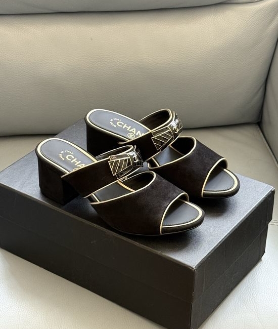 Chanel Bow Decor Low Heel Slides Soft Sheepskin Upper