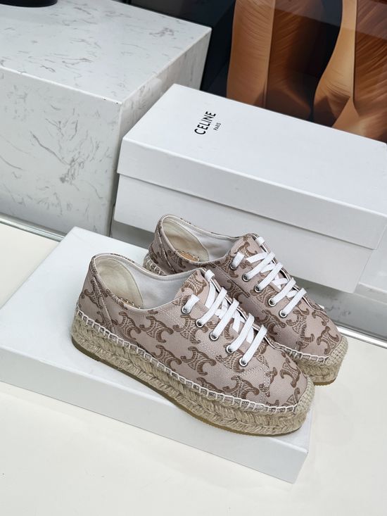 Celine Classic Espadrilles Slip On Casual Flats with Embossed Logo