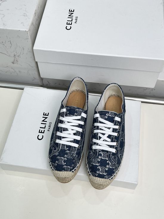 Celine Classic Espadrilles Slip On Casual Flats with Embossed Logo