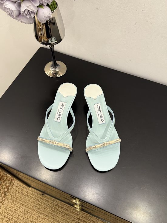 Jimmy Choo Elegant Pointed Toe Lambskin Flats Non-slip Leather Sole