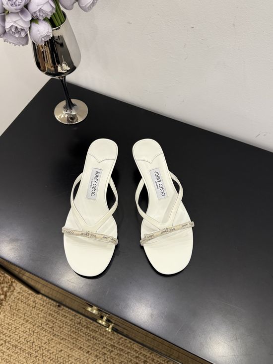 Jimmy Choo Elegant Pointed Toe Lambskin Flats Non-slip Leather Sole