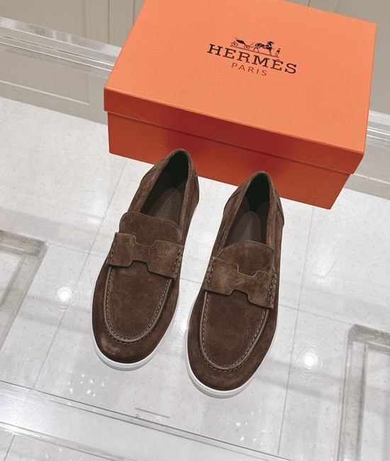 Hermes Classic H Design Loafers Casual Urban Style Leather Shoes