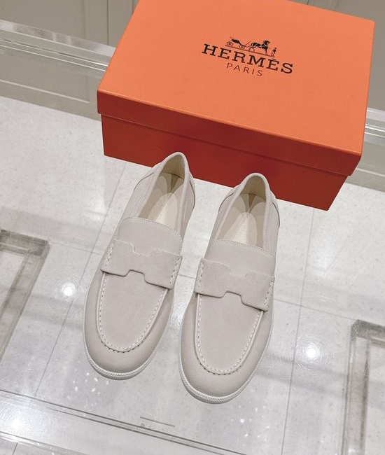 Hermes Classic H Design Loafers Casual Urban Style Leather Shoes