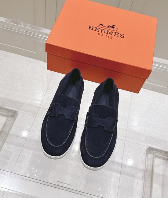 Hermes Classic H Design Loafers Casual Urban Style Leather Shoes