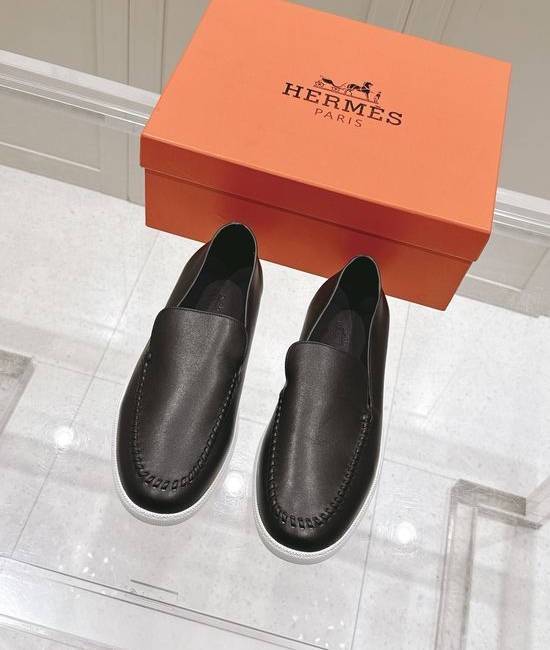 Hermes Woven Detail Suede Loafers Casual Comfortable Footwear