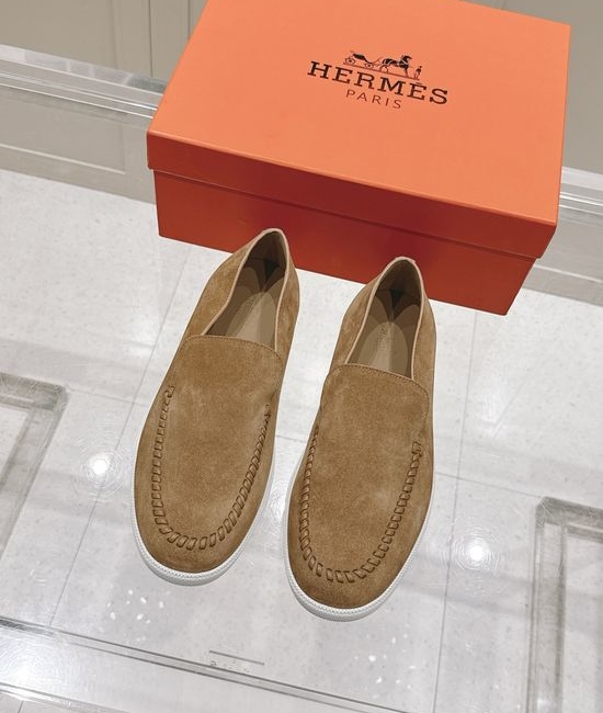 Hermes Woven Detail Suede Loafers Casual Comfortable Footwear