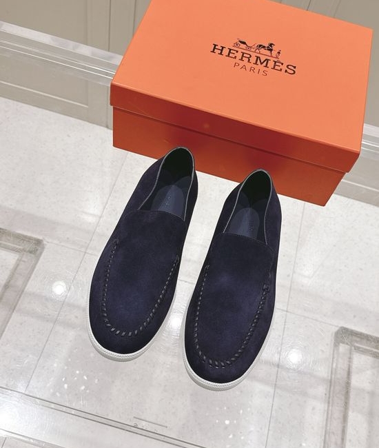 Hermes Woven Detail Suede Loafers Casual Comfortable Footwear