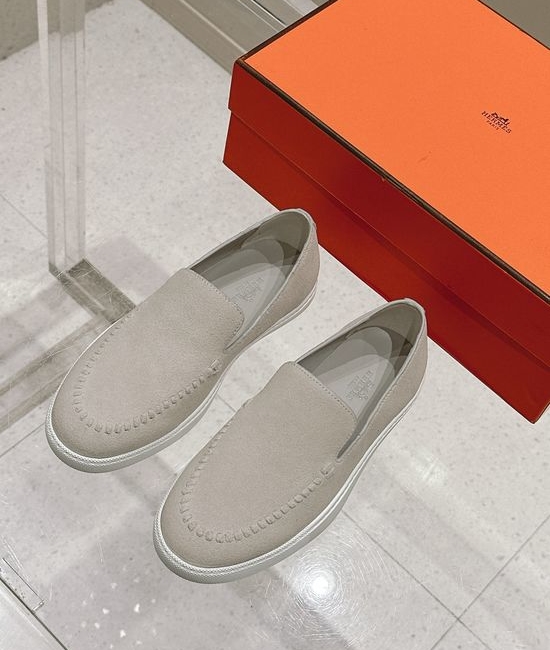 Hermes Woven Detail Suede Loafers Casual Comfortable Footwear