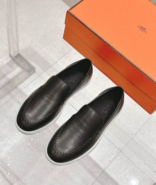 Hermes Woven Detail Suede Loafers Casual Comfortable Footwear